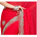 Superb Red Colored Stone Worked Chiffon Saree